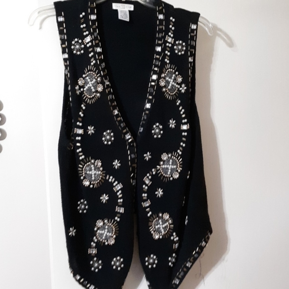 Sweaters - Wool vest with beads and rhinestones